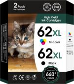 62XL 62 XL Ink Cartridges Black and Color for 62 Ink Cartridge Combo Pack Works with Envy 7640 5660 5540 7645 5661 for OfficeJet Mobile 250 200 258 for OfficeJet 5740 5745 8040 Printer(2-Pack) - Image 2