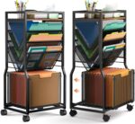 8 Tier Rolling File Cart with Hanging File Folder Organizer, Mobile File Organizer with 2 Sides Access Bookcase, Beside/Under Desk Cart with Wheels for Office Home School - Image 2