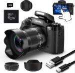 8K 64MP Digital Camera for Photography, Vlogging Camera with Autofocus, WiFi, 4Inch Touchscreen, 16X Digital Zoom, 3000mAh Battery, Dual-Lens, Lens Hood, 32GB TF Card and Flash,Black - Image 2