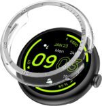 AMANECER Rugged PC Case with Metal Bezel for Pixel Watch 3 41MM, Anti-Scratch Armor Bumper Cover Edge Ring Compatible with Google Smartwatch 2024, Stylish Shockproof Clear Hard Shell - Silver - Image 2