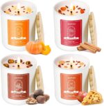 AOOVOO Fall Candles Set for Women - 4 Pack Candles for Home Scented, Aromatherapy Candle with Crystals Inside, 28 oz 200 Hour Long Lasting, Autumn Fragrance of Apple Pie/Cinnamon/Pumpkin/Nutmeg Beans - Image 2