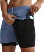 ATTBEA Men's 2 in 1 Running Shorts with Liner 5" Quick Dry Workout Gym Sports Shorts with Pockets - Image 2