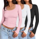 AUTOMET 3 Pack Womens Long Sleeve Shirts Fall Fashion Scoop Neck Crop Tops Basic Layer Slim Fit Y2K Clothes - Image 2