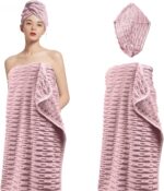 Adjustable Microfiber Bath Towel, Super Absorbent Bath Towel and Hair Towel Wrap for Gym, Spa, Sauna，Pink - Image 2