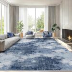 Amada 9x12 Large Area Rugs, Modern Living Room Rugs with Non-Slip Backing & Short Pile, Washable Rug with Abstract Pattern for Living Room, Bedroom and Dinning Room, Dark Blue - Image 2