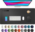 Aothia Leather Desk Pad Protector,Mouse Pad,Office Desk Mat, Non-Slip PU Leather Desk Blotter,Laptop Desk Pad,Waterproof Desk Writing Pad for Office and Home (Black,31.5" x 15.7") - Image 2