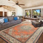 Area Rug for Living Room, 6x9Ft Non-Slip Vintage Area Rug, Machine Washable Boho Rugs for Bedroom Office Dining Room Farmhouse, Orange - Image 2