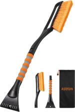 AstroAI 27" Snow Brush and Ice Scrapers for Car Windshield, Detachable Snow Scrapers with Ergonomic Foam Grip for Cars, Trucks, SUVs (Heavy Duty ABS, PVC Brush, Orange) - Image 2