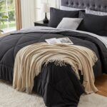 BEDELITE Queen Comforter Set 7 Pieces Bed in A Bag - Soft Microfiber Reversible Black Bed Set with Comforters, Sheets, Pillowcases & Shams, Cozy Luxury Bedding Sets for All Season - Image 2
