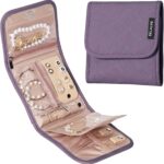 BELALIFE Travel Jewelry Case Organizer, Small Foldable Storage Roll for Earrings, Necklaces, Rings, Bracelets, Brooches, Purple - Image 2