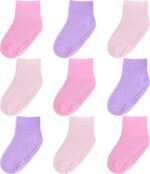 Baby Mid-Crew Socks with Grips (9 Pairs) for 0-7 Years Old Toddler Boy Girl Kids - Image 2