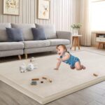 Baby Play Mat for Floor Tummy Time Mat Nursery Rug Muscle Mat Area Rug Playroom Rug Tatami Mat 6'7"x6'7" Memory Foam 1.3" Thick Crawling Mat for Babies,Toddlers, Infants, Kids,Floor Mat(Beige) - Image 2
