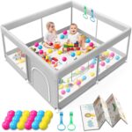 Baby Playpen with Mat, 50x50 Inch Playpen with Mat Waterproof for Babies and Toddlers Play Pen Playards Safety Gate Fence Active Center Indoor - Image 2