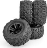 Beadlock Wheels and Tires Set(4pcs),12mm Inside Diameter 1/16 RC Beadlock Rims Hex Hubs Wheel Set Suitable for Wheels Such as SCY、MJX、WL, Etc 1/16 1/14 Scale RC Car Modification Accessories - Image 2