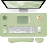 Bloss Leather Desk Mat and Keyboard Wrist Rest, Large Mouse Pad + Keyboard Pad+Mouse Wrist Support, Non-Slip Desk Mat Protector for Office, Home(35.4×15.7 Inches, Green) - Image 2
