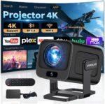 [Built-in App] Mini Projector 1080P FHD 4K Support Projector with Mouse Portable Projector with WiFi and Bluetooth 180° Adjustable Auto Keystone Portable Projector 4K - Image 2