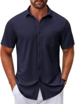 COOFANDY Mens Casual Button Down Shirt Untucked Short Sleeve Strech Wrinkle Free Dress Shirts - Image 2