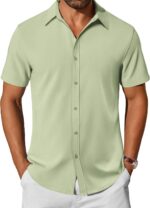 COOFANDY Mens Casual Shirts Short Sleeve Button Down Shirt Wrinkle Free Summer Shirt - Image 2