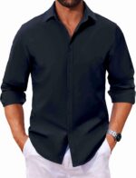 COOFANDY Men's Long Sleeve Button Down Shirts Casual Untucked Dress Shirt Beach Wedding Shirts - Image 2