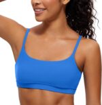 CRZ YOGA Womens Butterluxe Adjustable Spaghetti Strap Sports Bra - Scoop Neck Wireless Padded Yoga Workout Crop Top - Image 2