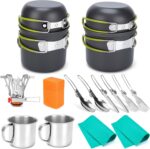 Camping Cookware Set, 16pcs Lightweight Backpacking Mess Kit with Camping Pots and Pans, 2 Cups, Fork Spoon, Survival Cooking Kit for Outdoor Hiking and Picnic - Image 2