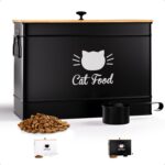 Cat Food Storage Container with Scoop - 15 lb (50 Cup) Capacity Metal Cat Food Container with Airtight Bamboo Lid & Metal Scoop - Airtight Pet Food Storage Containers - 15 lb Treats & Kibble Container - Image 2