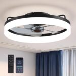 Ceiling Fans with Lights, Flush Mount Ceiling Fan with Lights and Remote, 6 Wind Speeds Low Profile Ceiling Fan for Bedroom, Kids Room and Living Room 20" (Black) - Image 2
