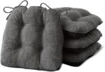 Chair Cushions for Dining Chairs Set of 4, Kitchen Chair Cushions, Chair Pads with Ties and Non Slip Backing, Tufted Memory Foam Seat Cushion 4 Pack, 15.5" x 15.5" x 4", Dark Gray - Image 2