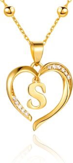 Cicy Bell Womens Heart Initial Necklace for Women 18k Gold Plated Shell Personalized Letter Pendant Necklace 17.7'' with 2'' Extender - Image 2