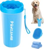 Comotech Dog Paw Cleaner with Bath Brush & Absorbent Towels - Adjustable Ring Handle for Long and Short-Haired Dogs (Large, Blue) - Image 2