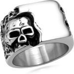 Cool Retro Skull Rings 316L Stainless Steel/18K Gold/Black Gothic Skull Band Rings Faith Jewelry for Men Women, Size7-14 with Gift Box - Image 2