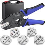 Crimping Tool Set 6PCS - Ratchet Wire Crimping Tool for Heat Shrink,Insulated Nylon,Non-Insulated,wire ferrules,Open Barrel Terminals,Solar Connectors - Crimper with 6 Interchangeable Die - Image 2