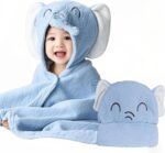 Cute Animal Hooded Baby Towel Soft Coral Fleece Baby Towels with Hood Toddler Bath Towel Large 27 x 55 Inch Ultra Absorbent Hooded Bath Towels for Babies Baby Bath Towel（Blue - Image 2