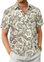 DEMEANOR Hawaiian Shirt for Men Short Sleeve Floral Button Down Shirt Tropical Hawaiian Shirts Casual Linen Shirts Beach - Image 2