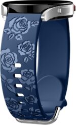 DaQin Glossy Floral Engraved Bands Compatible with Galaxy Watch 7 6 5 4 40mm 44mm/5 Pro/6 Classic 47mm/ Watch 4 Classic/Active 2, 20mm Soft Cute Silicone Sport Strap for Samsung Watch Bands Women Men - Image 2