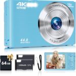 Digital Camera for Teens, FHD 4K 44MP with 64GB SD Card, 16X Digital Zoom, Compact Point Shoot Camera Blue - Image 2