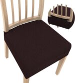 Dining Chair Covers,Seat Covers for Dining Room Chairs Set of 6,Stretch Jacquard Kitchen Chair Covers,Removable Washble Dining Room Chair Seat Cover,Chair Slipcovers Protector (Coffee,With Zipper) - Image 2