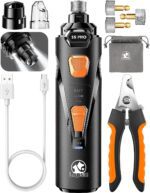 Dog Nail Grinder with 2 LED Lights Powerful 2 Speeds Super Quiet Dog Nail Trimmers with 3 Grinding Wheels Rechargeable Pet Dog Nail Clippers for Large Medium Puppy Dogs Dog Nail File Cat Nail Clipper - Image 2