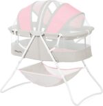 Dream On Me Karley Baby Bassinet in Grey and Pink, Lightweight Portable, Quick Fold and Easy to Carry , Adjustable Double Canopy, Indoor and Outdoor with Large Storage Basket. - Image 2