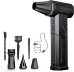 Electric Air Duster, 300000RPM 4-Gear Adjustable Compressed Air Duster with Light, Rechargeable Brushless Motor Air Blower for Keyboard, PC, Car, and Home Cleaning Reusable Replaces Compressed Air Can - Image 2