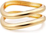 Elegance 11 designs Gold Plated Cuff Bangle Bracelets For Women Set Chunky Trendy Hinged Irregular Cuff Open Wide Gold Bracelet Minimalist Jewelry Gift 2pcs - Image 2