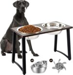 Elevated Dog Bowls for X-Large & Large Dogs, 16” Tall Raised Feeder Stand with 2×3000ML Stainless Steel Bowls and Slow Feeder, Heavy-Duty Dog Food & Water Bowl Set - Image 2