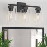 Espird Matte Black Bathroom Vanity Light, 3-Light Vanity Lighting fixtures Over Mirror, Square Design & UL Certification, Wall Sconces with Clear Glass Shades, E26 Socket (Bulbs Not Included) - Image 2