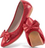 FUDYNMALC Womens Ballet Flats Shoes: Foldable Dressy Wedding Ballerina Shoes Sparkly Bowknot Pointed Toe Slip on Walking Loafers - Image 2