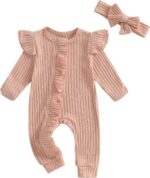 FYBITBO Infant Baby Girls Clothing Ruffle Knit Romper Long Sleeve Jumpsuit Baby Girl Going Home Outfit Newborn Clothes - Image 2