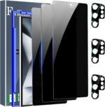 Ferilinso 3 Pack Privacy Screen Protector for Samsung Galaxy S24 Ultra with 3 Pack Tempered Glass Camera Lens Protector Phone Case Friendly Accessories Protector de Pantalla for Samsung S24 Ultra - Image 2