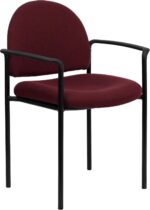 Flash Furniture Tiffany Comfort Burgundy Fabric Stackable Steel Side Reception Chair with Arms - Image 2