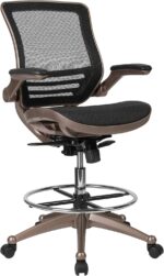 Flash Furniture Waylon Mid-Back Swivel Office Chair with Adjustable Foot Ring and Seat Height, Ergonomic Mesh Chair with Armrests, Black/Gold - Image 2