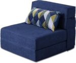 Folding Sofa Bed with Pillow Memory Foam Convertible Sleeper Chair Bed Couch Futon Lazy for Living Room/Home Office/Guest Beds/Apartment/Upstairs Loft,Single Size,Dark Blue - Image 2