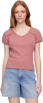 GAP Women's Pointelle V-Neck Tie Front Knit Top - Image 2